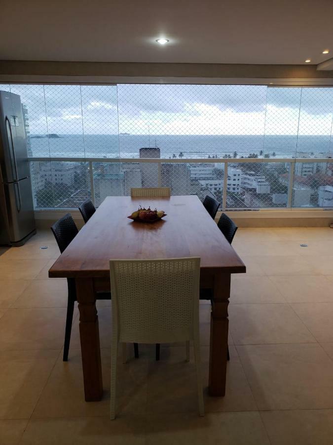 Apto Com Vista Para O Mar E Ampla Varanda Gourmet Apartman Guarujá Kültér fotó